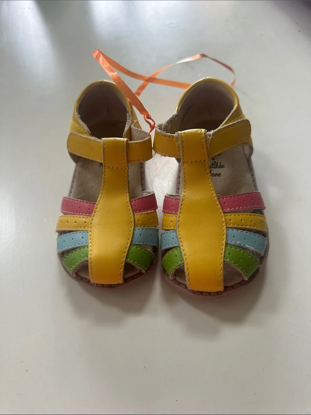 Matilda Jane Yellow Multi-Strip Toddler T-Strap Sandals